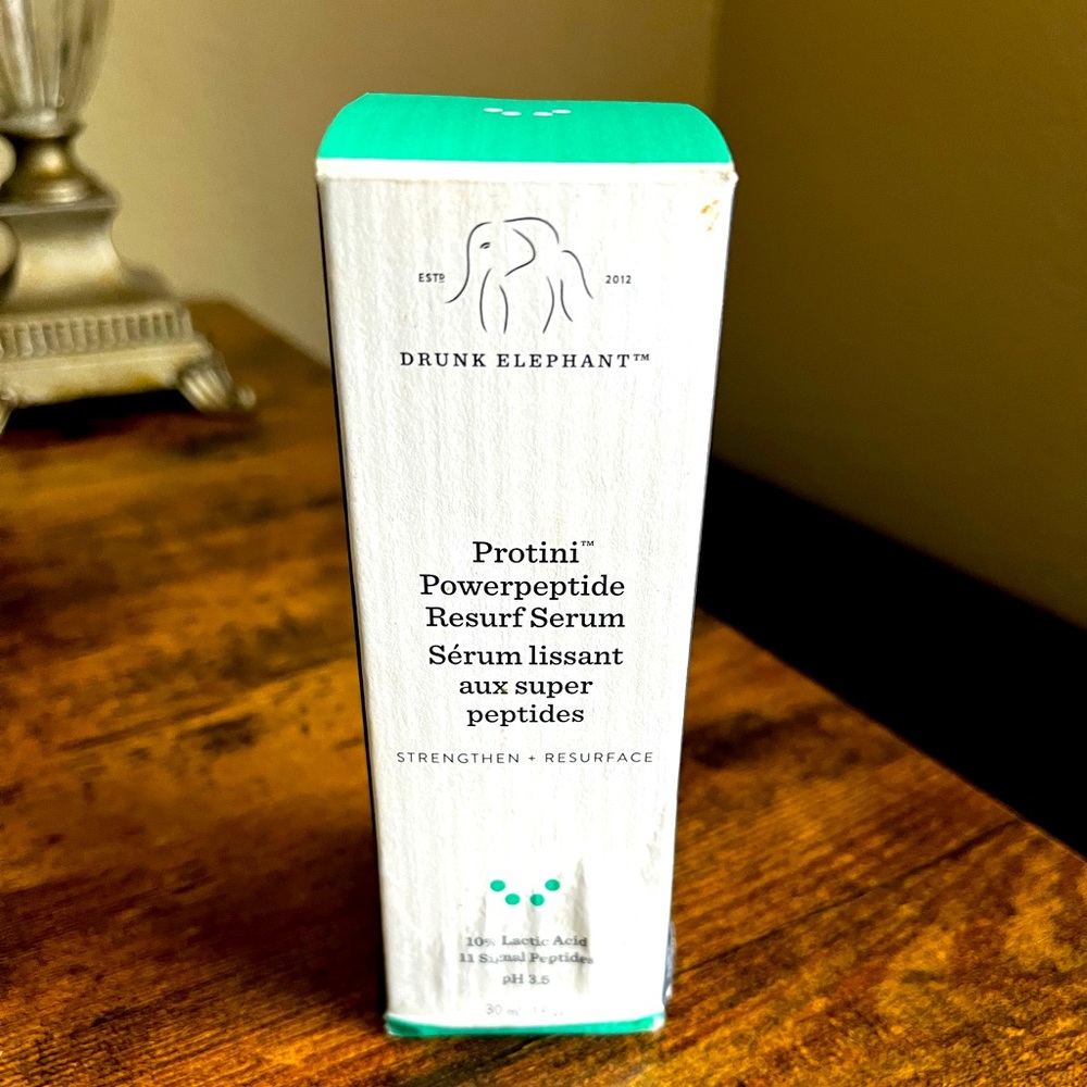 Drunk elephant protini power-peptide.                    Resurf Serum